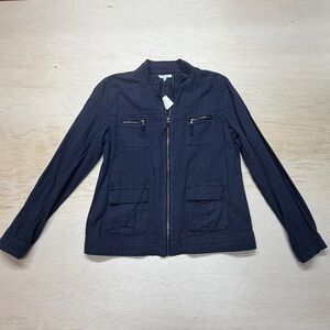 Maurices Full Zip Spring Jacket Blue Medium Linen Cotten Blend Lightweight  NWT